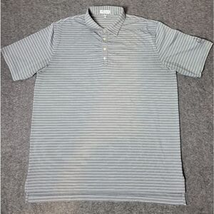 Peter Millar Summer Comfort Mens Golf Polo Sz 2XL Gray Striped Club Embroidered